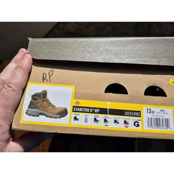 Keen Utility Mens Evanston 6in WP CT Bison/Black Leather Work Boots Size 13 EE - Picture 2 of 11